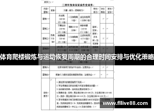 体育爬楼锻炼与运动恢复周期的合理时间安排与优化策略